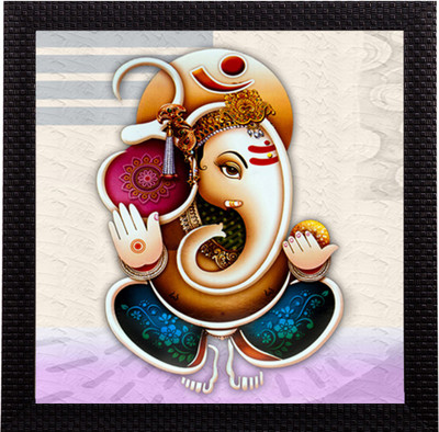 eCraftIndia Lord Ganesha UV Matt Textured Ink 30.4 cm x 30.4 cm Painting(With Frame)