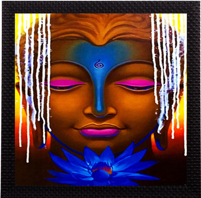 eCraftIndia Lord Buddha UV Matt Textured Ink 30.4 cm x 30.4 cm Painting(With Frame)