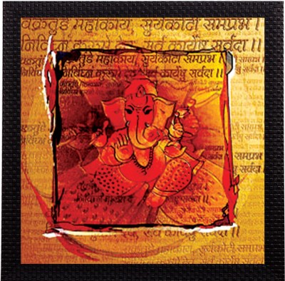 eCraftIndia Lord Ganesha UV Matt Textured Ink 12 inch x 12 inch Painting(With Frame)