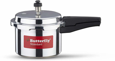 Butterfly Present Aluminium induction base standard 3.0 liter 3 L Outer Lid Pressure Cooker(Aluminium)