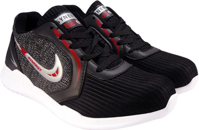 action Synergy Men's RE0034 BlackSilver Sports Running Shoes For Men(Silver, Black , 8)