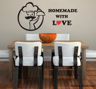 Wallzone 110 cm Chef Home Made With Love Removable Sticker(Pack of 1)