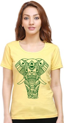 Aseria Graphic Print Women Round Neck Yellow T-Shirt