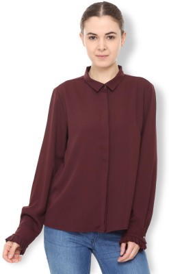 van-heusen-casual-regular-sleeve-solid-women-maroon-top