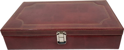 

Essart Premium 10 Grid/Jewellery/Cufflink Organiser with Turn Lock Closure - Maroon Multi Purpose Jewellery Box, Vanity Box, Cufflinks Organiser Box, Box Vanity Box(Maroon, Dark Brown)