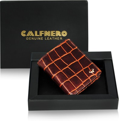 Calfnero Men Casual Brown Genuine Leather Wallet(8 Card Slots)