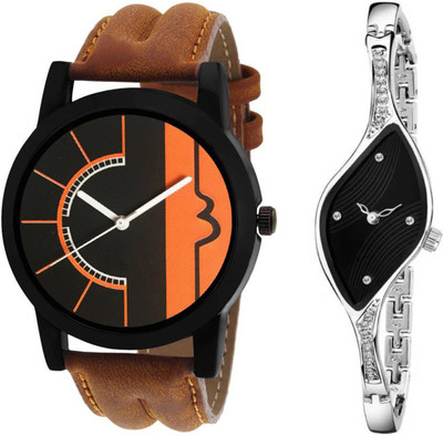 SPLAZOS TitaanBlack14 Combo Set Of Two Stylish Attractive Chronograph Pattern PartyWear Girls And Boys Analog Watch - For Couple