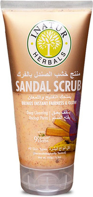 

Inatur Sandal Scrub 150g, Brings Instant Fairness & Glow, Deep Cleansing, Unclogs Pores, All Type Skin(150 g)