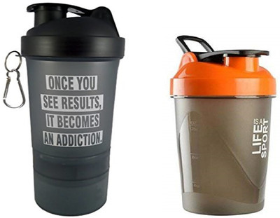 ALLIEDSALESINDIA 700 ml Plastic Shaker(Pack of 2, White, Black, Yellow)