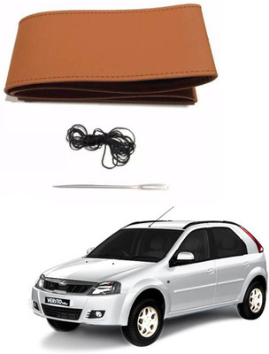 AYW Hand Stiched Steering Cover For Volkswagen Verito Vibe(Tan, Leather)