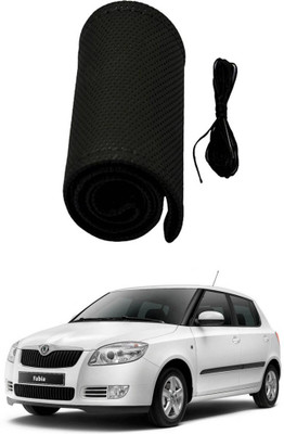 AYW Hand Stiched Steering Cover For Skoda Fabia(Black, Leather)