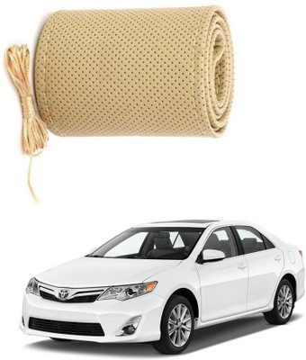 AYW Hand Stiched Steering Cover For Toyota Camry(Beige, Leather)