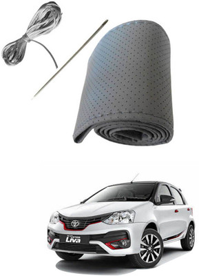 AYW Hand Stiched Steering Cover For Toyota Etios Liva(Grey, Leather)