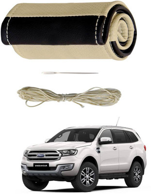 AYW Hand Stiched Steering Cover For Ford Endeavour(Beige, Brown, Leather)