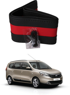 AYW Hand Stiched Steering Cover For Renault Lodgy(Black, Red, Leather)