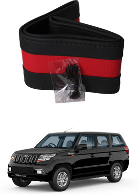 AYW Hand Stiched Steering Cover For Mahindra TUV-300(Black, Red, Leather)