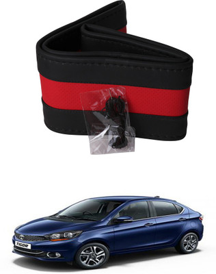 AYW Hand Stiched Steering Cover For Tata Universal For Car(Black, Red, Leather)