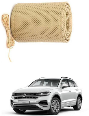 AYW Hand Stiched Steering Cover For Volkswagen Touareg(Beige, Leather)
