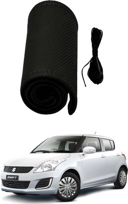 AYW Hand Stiched Steering Cover For Suzuki Swift(Black, Leather)