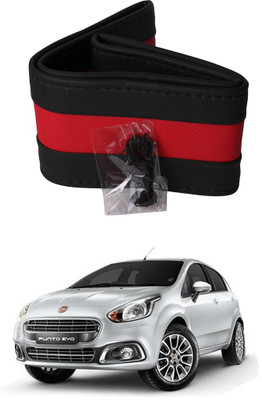 AYW Hand Stiched Steering Cover For Fiat Punto Evo(Black, Red, Leather)
