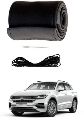 AYW Hand Stiched Steering Cover For Volkswagen Touareg(Grey, Black, Leather)