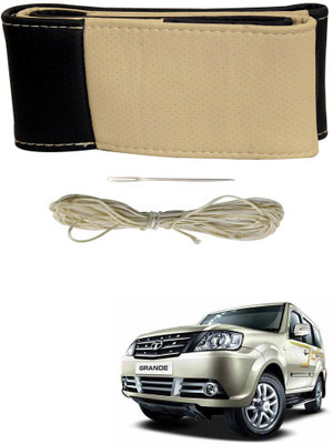 AYW Hand Stiched Steering Cover For Tata Universal For Car(Black, Beige, Leather)