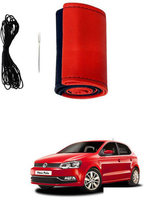 AYW Hand Stiched Steering Cover For Volkswagen Polo GT(Red, Black, Leather)