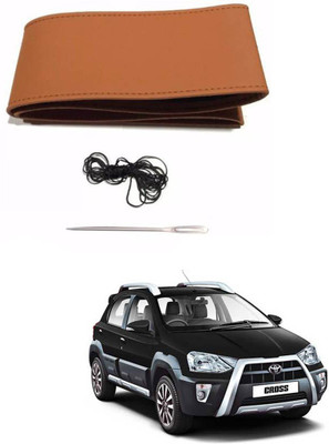 AYW Hand Stiched Steering Cover For Toyota Etios Cross(Tan, Leather)