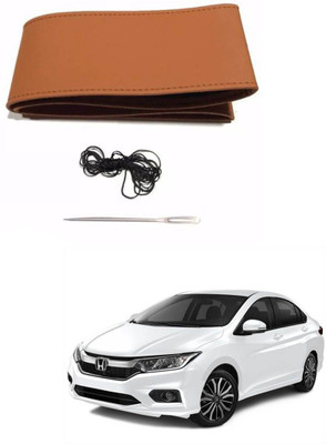 AYW Hand Stiched Steering Cover For Honda New City(Tan, Leather)