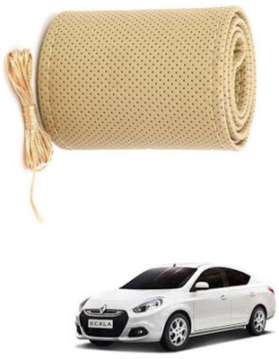 AYW Hand Stiched Steering Cover For Renault Scala(Beige, Leather)