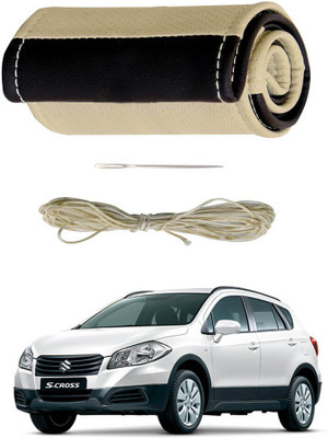 AYW Hand Stiched Steering Cover For Maruti S-Cross(Beige, Brown, Leather)