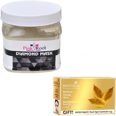

Pink Root DIAMOND MASK 400GM WITH BIOTIQUE GOLD RADIANCE FACIAL KIT 65GM(Set of 2)