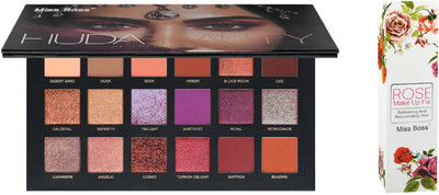 

Miss Boss hb desert dusk palette eyeshadow and kb Rose moisturizing Makeup up Fixer Primer - 120 ml combo(Set of 2)