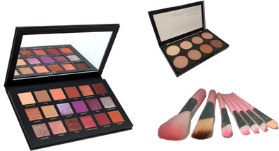

Miss Boss hb desert dusk palette eyeshadow and kb concealer kit + hk 7 pink brsush combo(Set of 3)