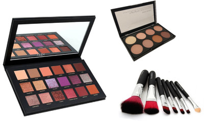 

Miss Boss hb desert dusk palette eyeshadow and kb concealer kit + hk 7 black brsush combo(Set of 3)