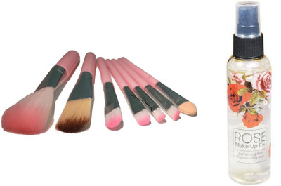 

Miss Boss hk pack of 7 pink brushes and kb Rose Long lasting moisturizing Primer combo(Set of 2)