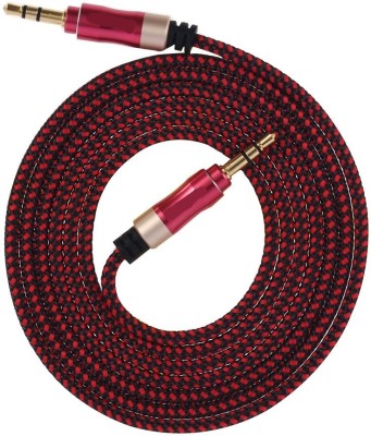 Voltegic AUX Cable 1 m ®Rugged Nylon Braided 3.5mm Male to Male Car Home Stereo Auxiliary(Compatible with Mobile, Laptop, Tablet, Mp3, Gaming Device etc., Multicolor, One Cable)