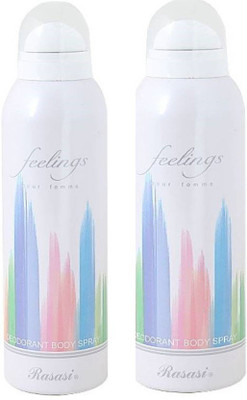 

Rasasi feelings Perfume Body Spray - For Women(200 ml, Pack of 2)