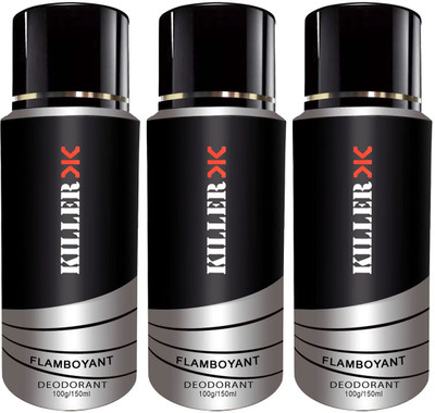 

Killer Flamboyant, Flamboyant and Flamboyant Deodorant 150ML Each (Pack of 3) For Men and Women Deodorant Spray Body Spray - For Men & Women(150 ml, Pack of 3)
