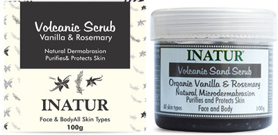 

Inatur Volcanic sand Scrub 100g, Organic Vanilla & Rosemary, Natural Microdermabrasion Purifies & Protects Skin(100 g)