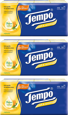 

Tempo Pocket Handkerchief Soft & Sensitive 4-ply 9pulls 24 packs(Pack of 324)