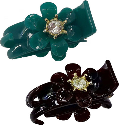 

Saaj Women Collection Plastic Flower Hair Clutcher Hair Claw(Green, Brown)