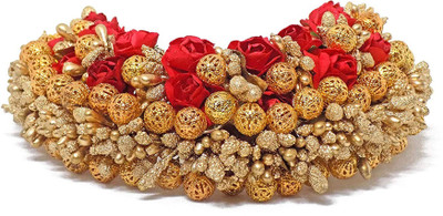 

MORGES Flower Bun Maker Hair Accessories Gajra For Wedding and Party wear Tool Set, Pack Of 1 Hair Accessory Set(Red, Gold)