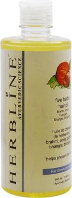 

Herbline Five Herbs Hair Oil (Brahmi, Amla, Pumpkin, Bhangra, Bhringaraj) Hair Oil(500 ml)