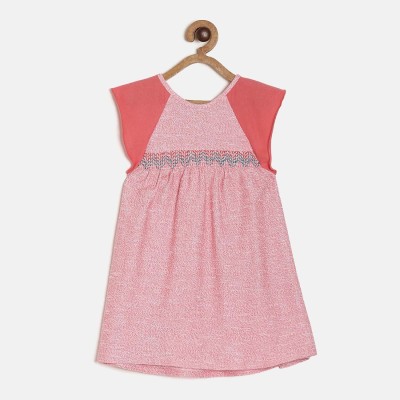 MINI KLUB Girls Midi/Knee Length Casual Dress(Red, Sleeveless)