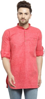 ABH Lifestyle Men Self Design Straight Kurta(Red)