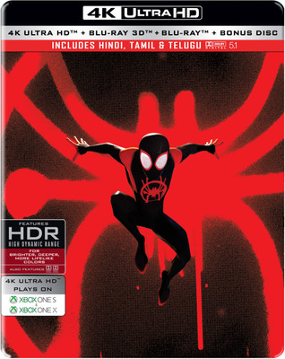 

Spider-Man: Into the Spider-Verse (Steelbook) (4K UHD + Blu-ray 3D + Blu-ray + Bonus Disc) (4-Disc Box Set)(4K(UHD) Blu-ray English)