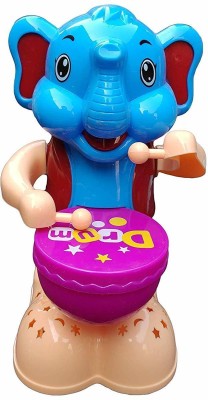 Shanaya Elephant Happy Drummer Colorful Light Music and 360 degree Rotation Musical toy for kids (Multicolor)(Multicolor)