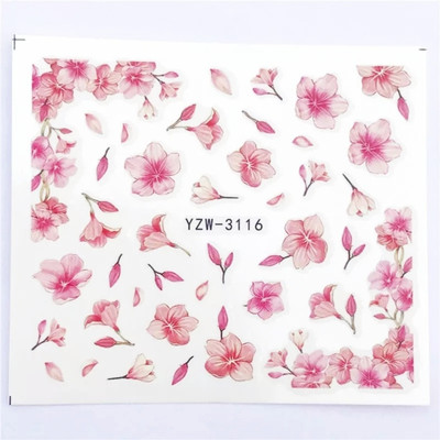

Rock World 4 Sheet Pink Flower Water Transfer Slider for Manicure Nail Art Decoration Nail Sticker(Pink)