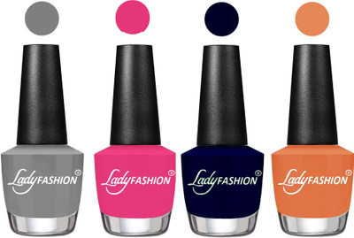 

Lady Fashion Most Alluring High Gloss Effect Matte Nail Polish Combo ( Set of 4 ) Grey, Pink, Blue, Wintage Nude(Pack of 4)